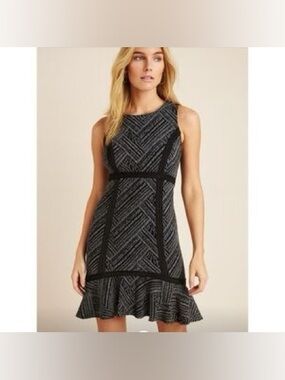 Tabitha Anthropologie Sleeveless Fit And Flare Dress Crossbeam Pattern Womens 10